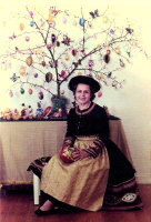Helen La Farge in the late 1970s with Oscar Appel's egg collection - photo from the Appels