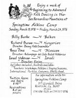 Springtime Folklore Camp
