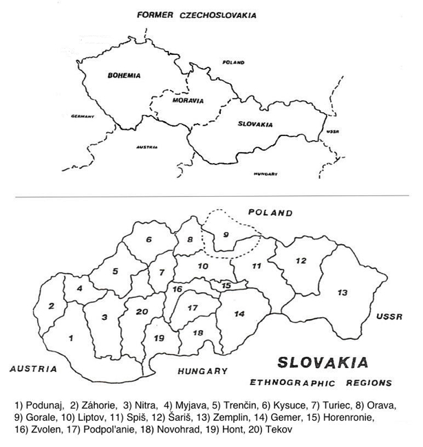 Former Czechoslovakia and Slovakia Map