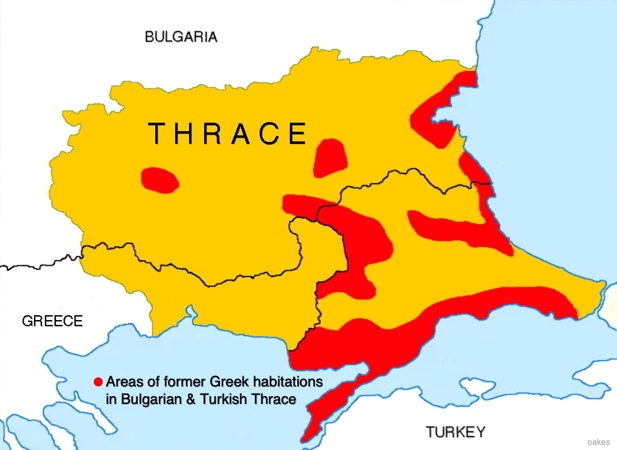Map of former Greeks in Thrace