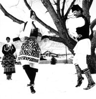 Alex Wilson performing in the snow in Bulgarian costume courtesy of John Wilson