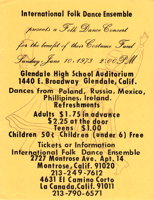 Flyer International Folk Ensemble